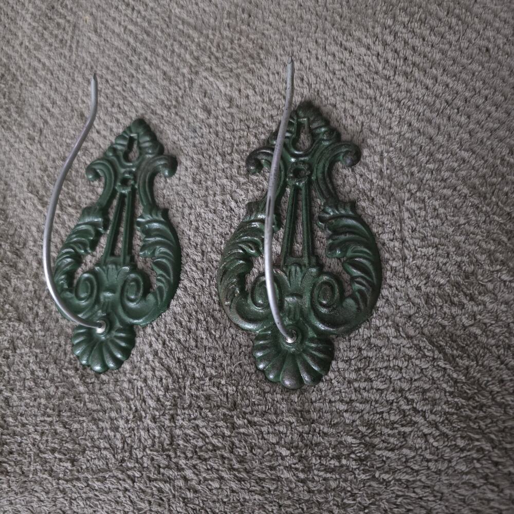 2 Victorian Cast Iron 6" Wall Mount Paper Bill & Receipt Holder Keepers w/Spikes
